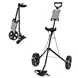 COSTWAY Golf Trolley, 2 Rad Golftrolley klappbar, Golfwagen aus Stahl,...